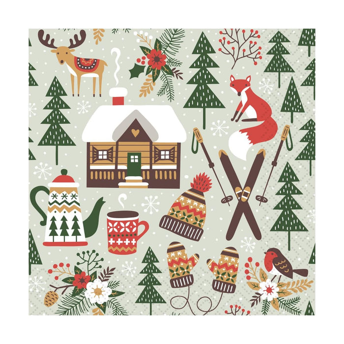 Paper Design Luncheon Napkin Winter Cabin - Bear Country Kitchen