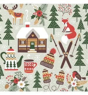 Paper Design Cocktail Napkin Winter Cabin - Bear Country Kitchen