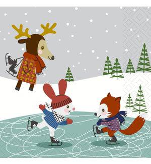 Twilight Luncheon Napkin Skating Friends - Bear Country Kitchen