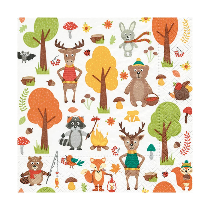 Twilight Luncheon Napkin - Woodland Animals - Bear Country Kitchen