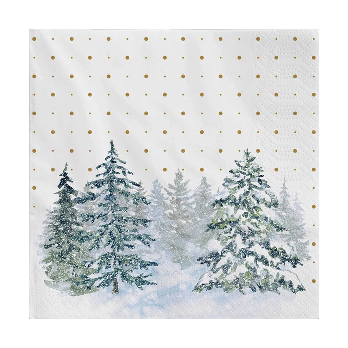 Twilight Luncheon Napkin Frosty Trees - Bear Country Kitchen