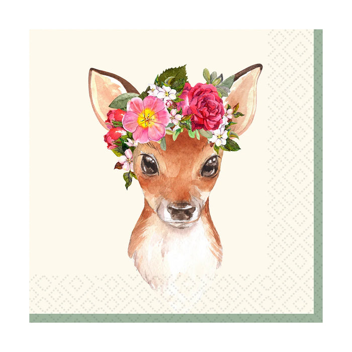 Paper Design Luncheon Napkin Floral Deer - Bear Country Kitchen