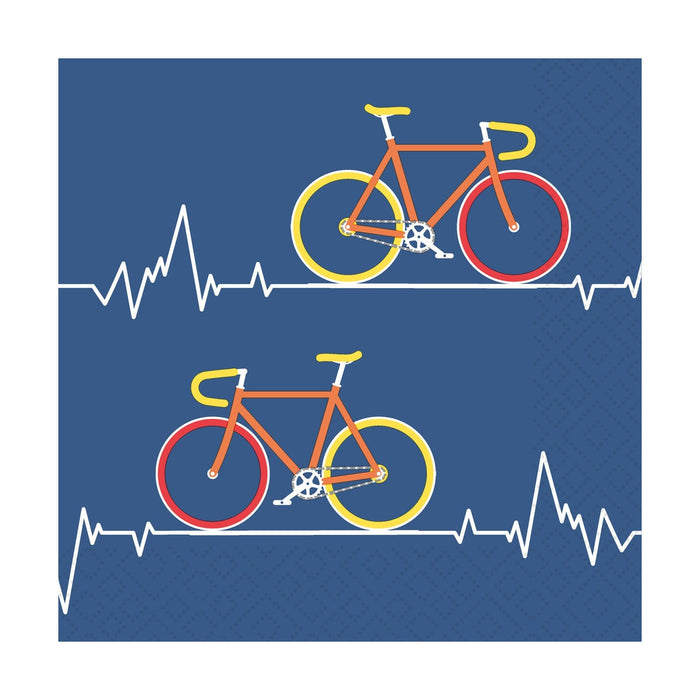 Paper Design Luncheon Napkin - Heartbeat Bike Blue - Bear Country Kitchen