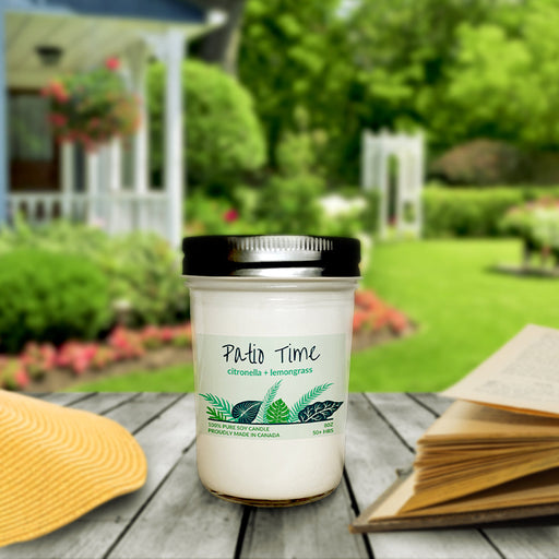 The Serendipity Soy Candle Company 8 Oz Mason Jar Candle Patio Time (Citronella & Lemongrass) - Bear Country Kitchen