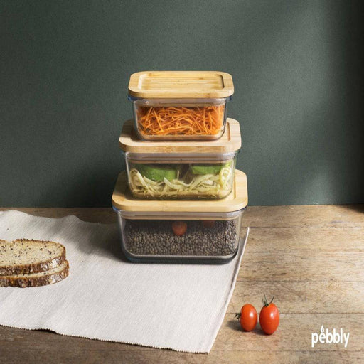 Pebbly Container With Bamboo Lid 650ML - Bear Country Kitchen