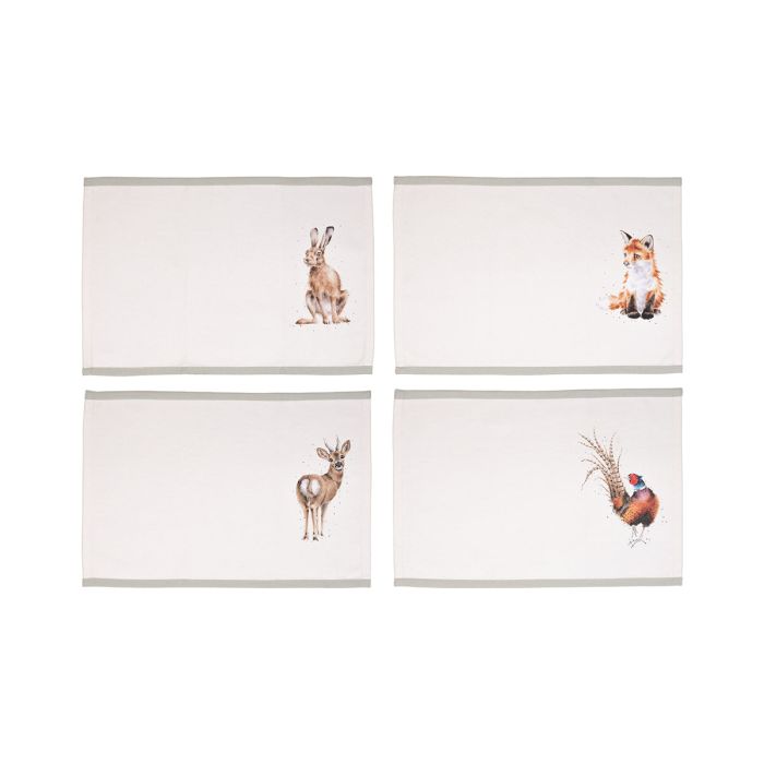 Wrendale Everyday Fabric Placemats Woodland Set Of 4 - Bear Country Kitchen