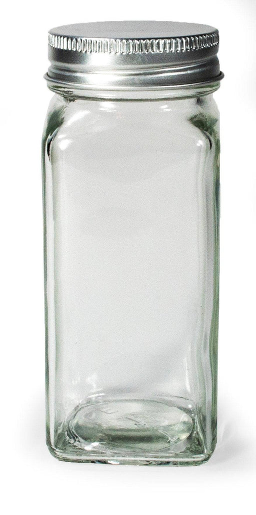 Square Glass Spice Jar With Metal Lid - Bear Country Kitchen