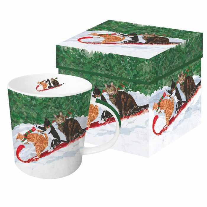 PPD New Bone China Mug In Giftbox Tobogganing Cats - Bear Country Kitchen