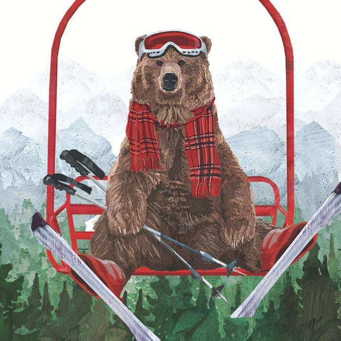 PPD Cocktail Napkin - Ski Lift Bear - Bear Country Kitchen