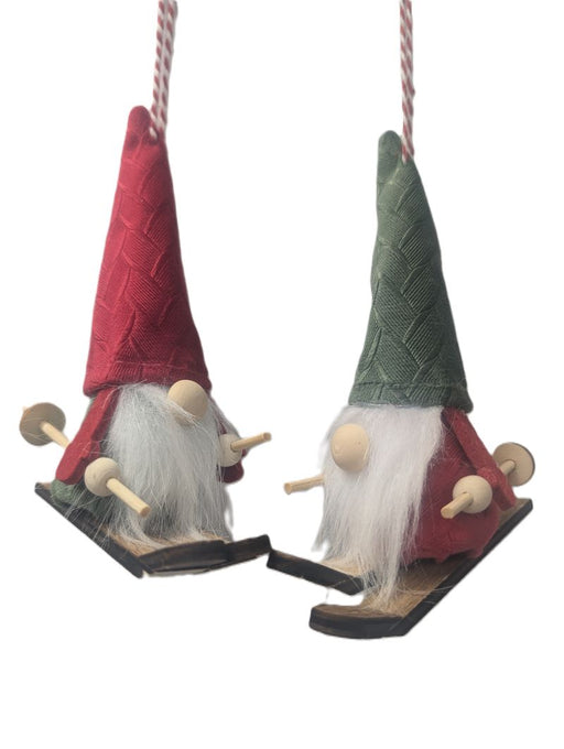 Silver Tree Ornament Felt Gnome On Wood Skies - Bear Country Kitchen