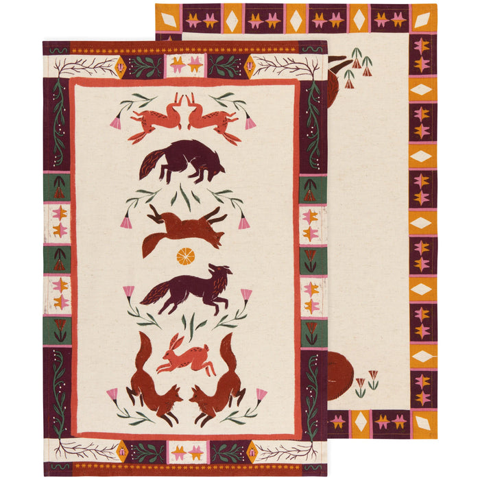Danica Studio Linen Blend Dishtowel Set Of 2 Folktale - Bear Country Kitchen