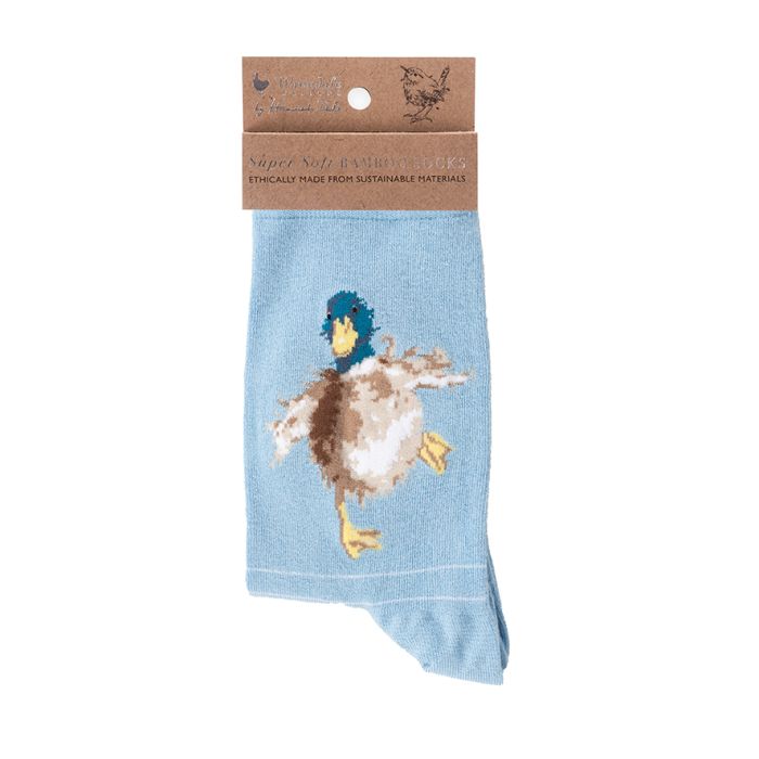 Wrendale Women's Bamboo Sock A Waddle & A Quack Blue - Bear Country Kitchen