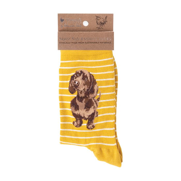 Wrendale Women's Bamboo Sock Little One Mustard (Wiener) - Bear Country Kitchen