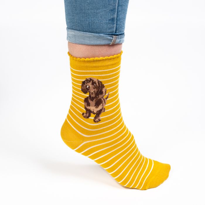 Wrendale Women's Bamboo Sock Little One Mustard (Wiener) - Bear Country Kitchen
