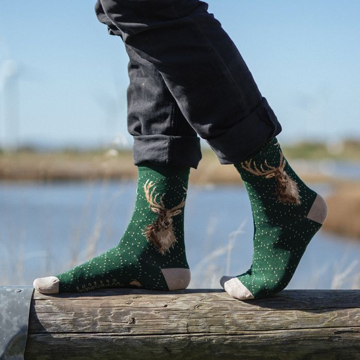 Wrendale Men's Bamboo Sock Portrait of A Stag - Bear Country Kitchen