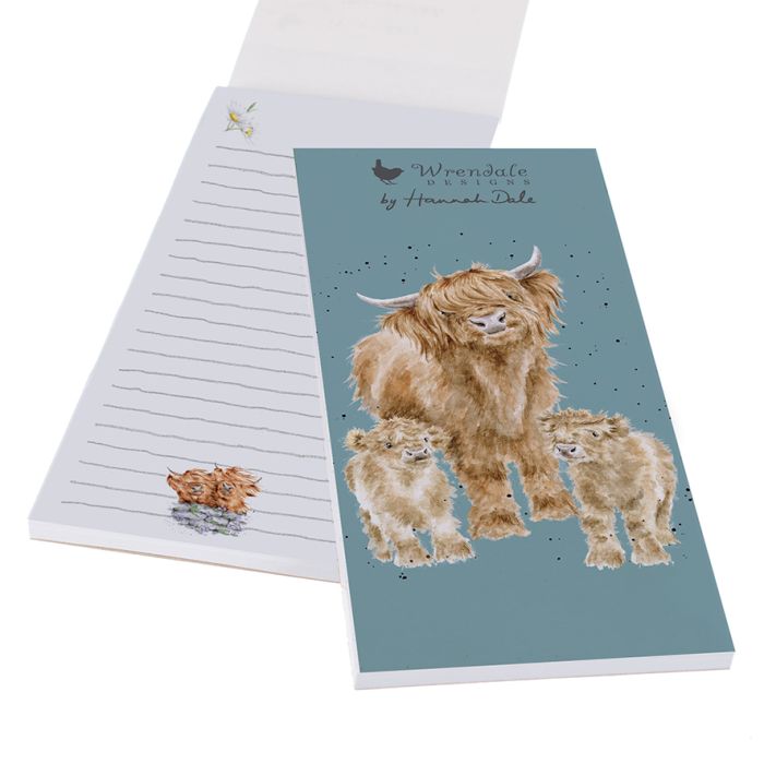 Wrendale Magnetic Notepad Highland Wishes (Cow) - Bear Country Kitchen