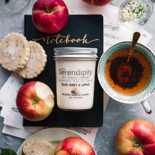 The Serendipity Soy Candle Company 8 oz Mason Jar Candle Earl Grey Apple - Bear Country Kitchen