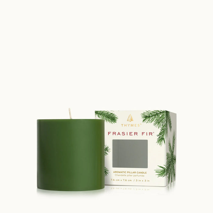 Thymes Frasier Fir Aromatic Pillar Candle 3" x 3" - Bear Country Kitchen