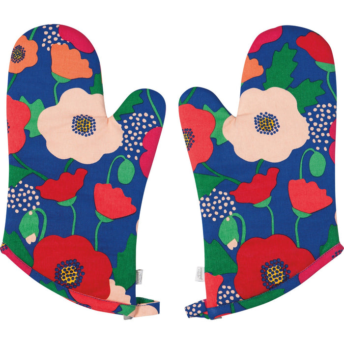 Danica Now Designs Jubilee Set Of 2 Oven Mitts Poppy - Bear Country Kitchen