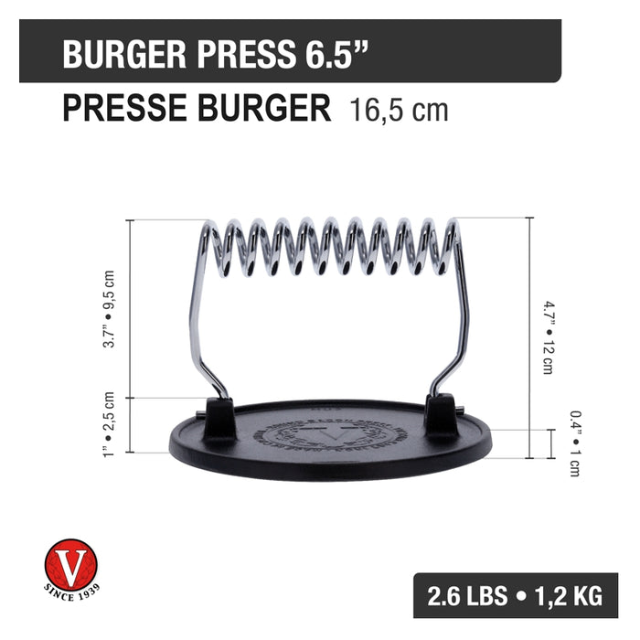 Victoria Cast Iron Burger Press 6.5" - Bear Country Kitchen