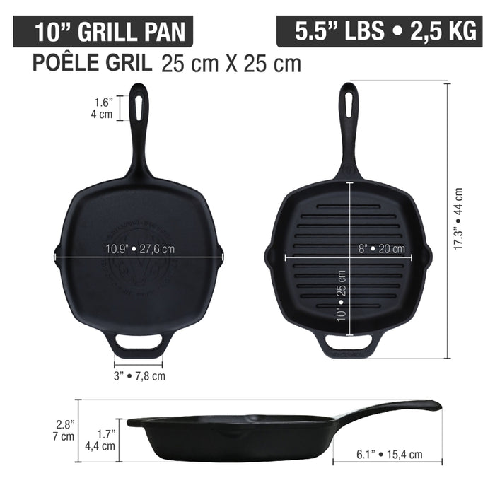 Victoria Cast Iron Grill Pan 10" - Bear Country Kitchen