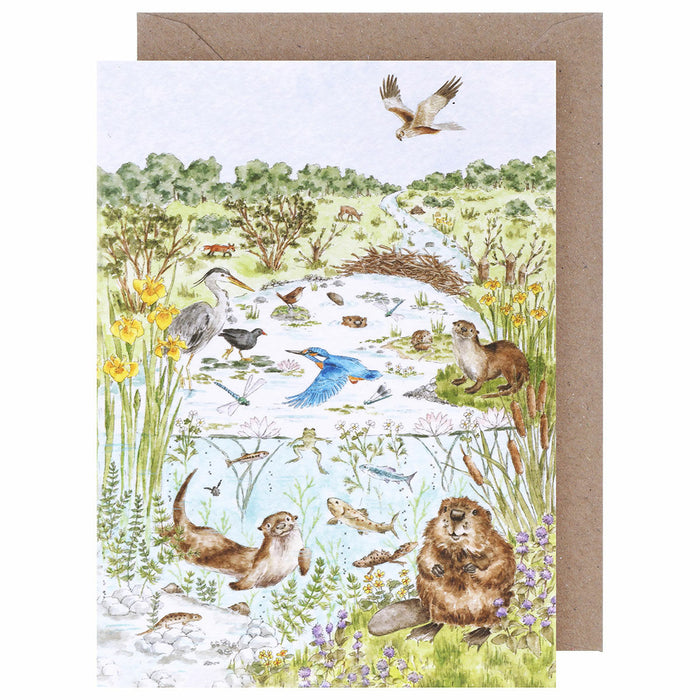 Wrendale Card Pack Of 8 The Riverbank - Bear Country Kitchen