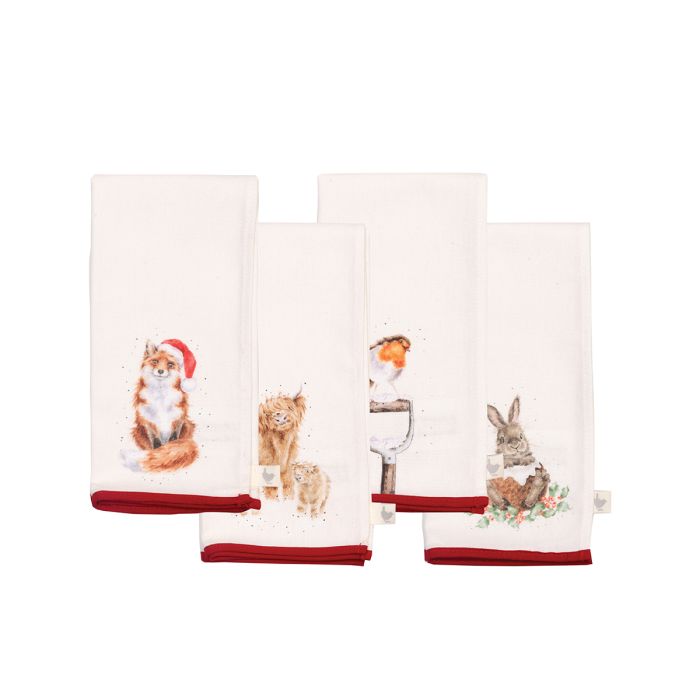 Wrendale Set Of 4 Napkins WinterWoodland - Bear Country Kitchen