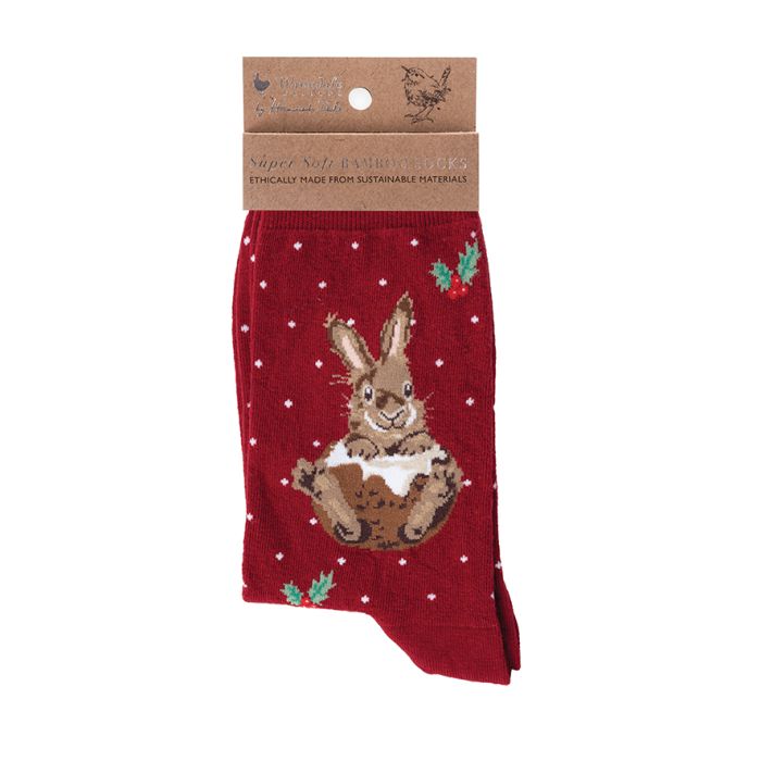 Wrendale Womens Bamboo Socks Little Pudding (Red) - Bear Country Kitchen