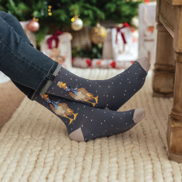 Wrendale Mens Bamboo Sock Christmas Scarf Duck